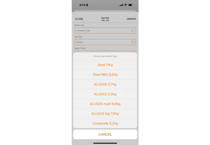 Piano di misurazione senza fili del livello del contenuto delle bombole di gas